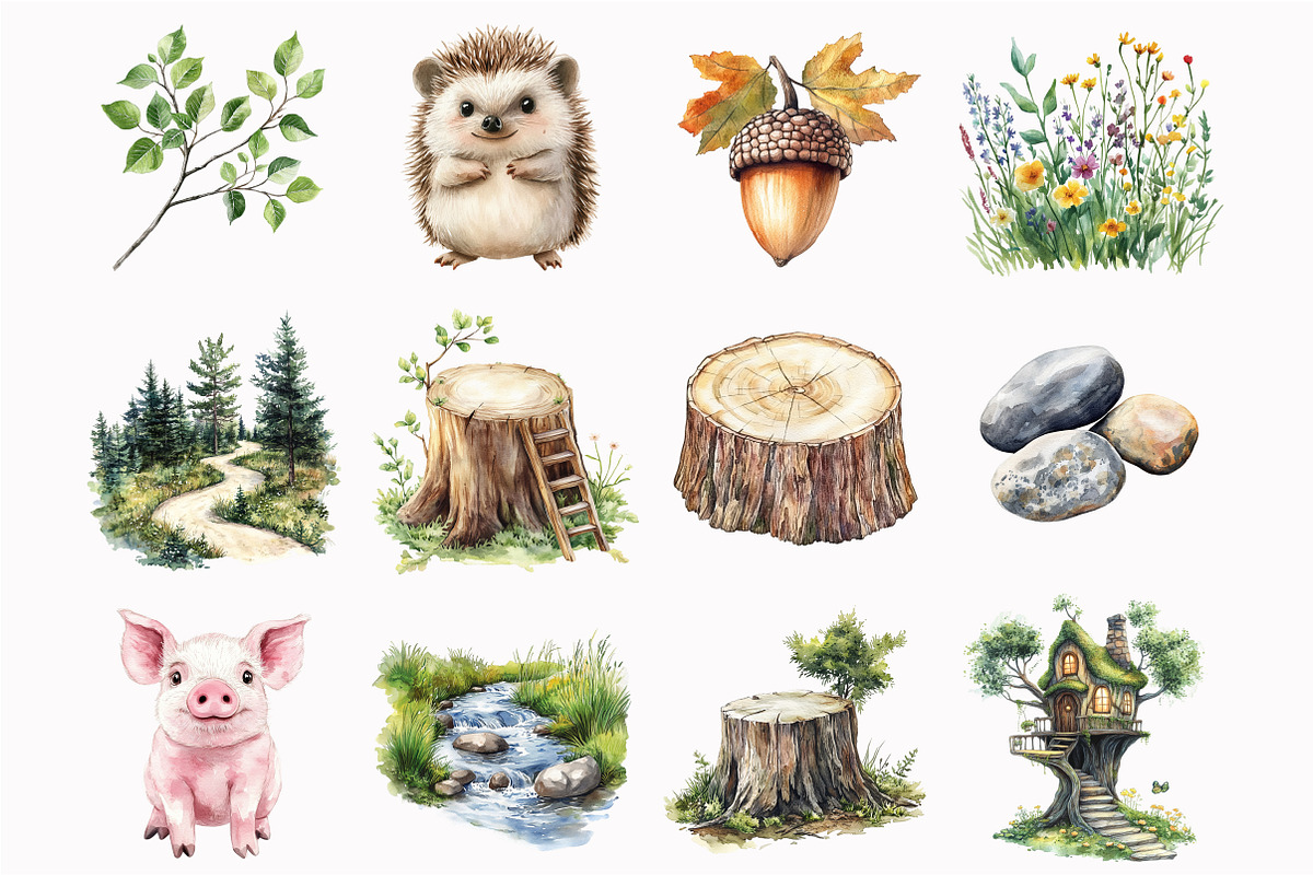 Little Woodland Friends Clipart, a Seasonal Illustration by Design Market (Photo 5 of 5)