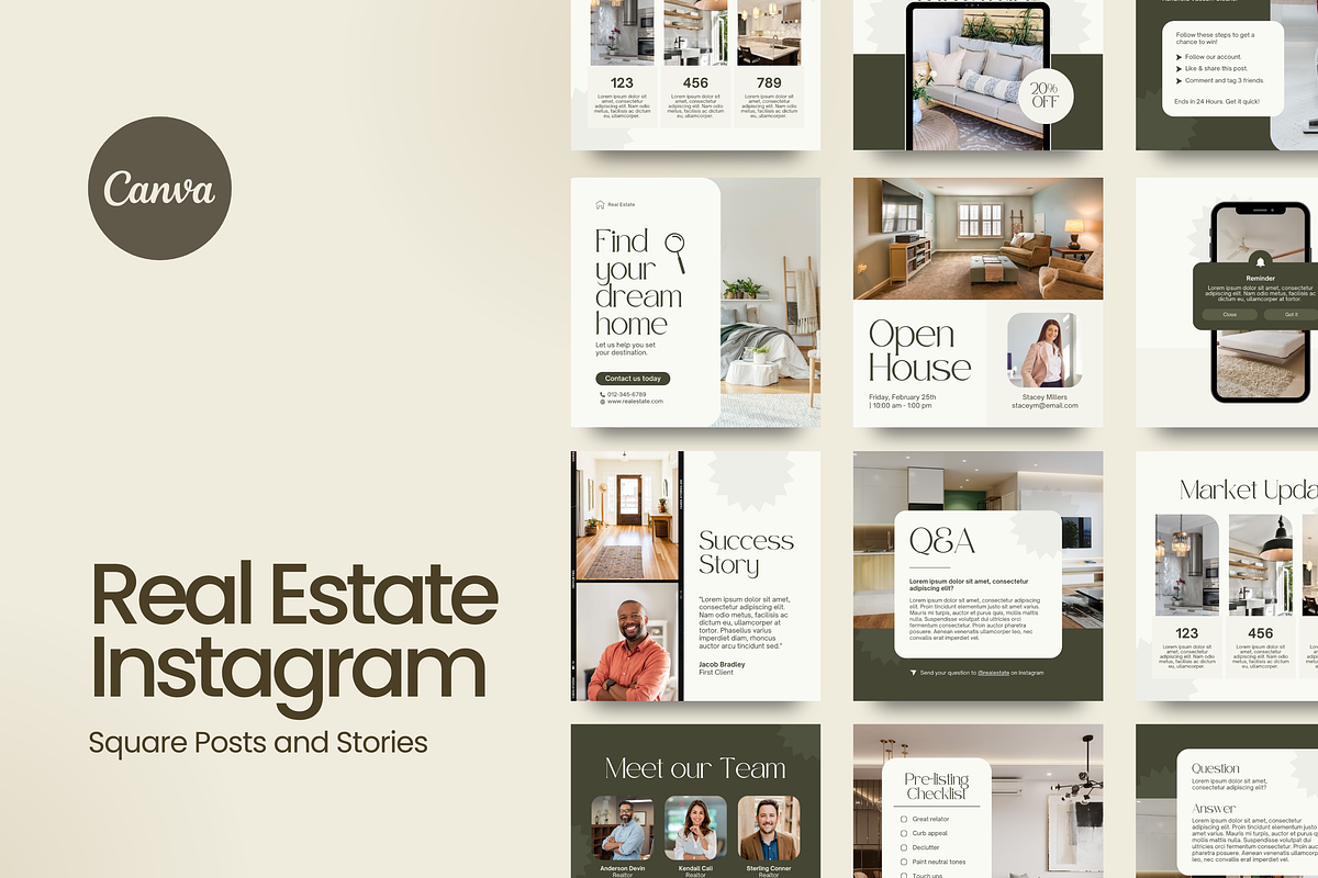 Real Estate Instagram Canva, a Social Media Template by Studio B | Canva Template (Photo 1 of 10)