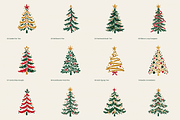 18 Hand Painted Christmas Trees PNG, a Seasonal Illustration by Ink Gallery (Thumbnail 2 of 13)