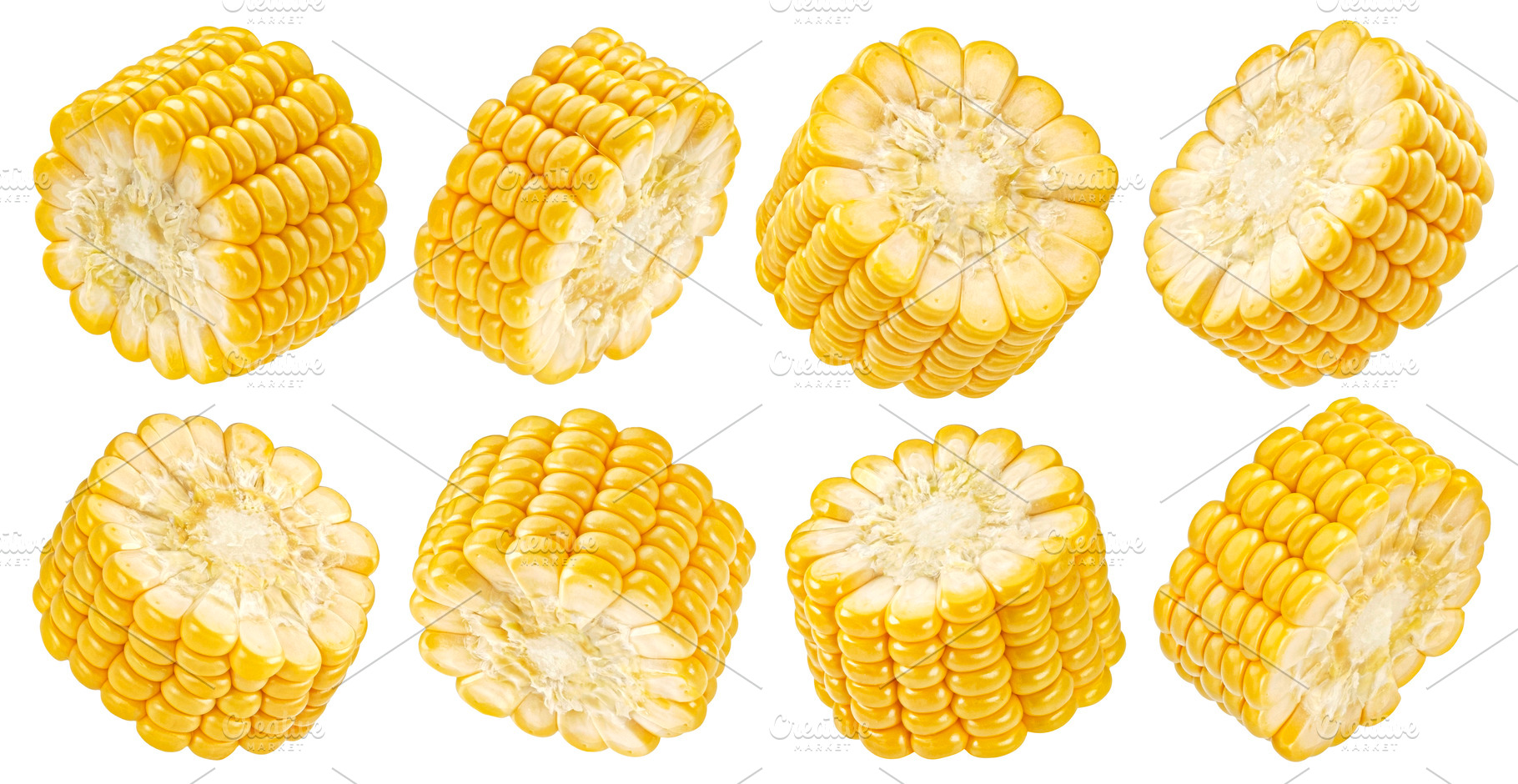 Corn cob slices collection, a Food & Drink Photo by Max Lashcheuski