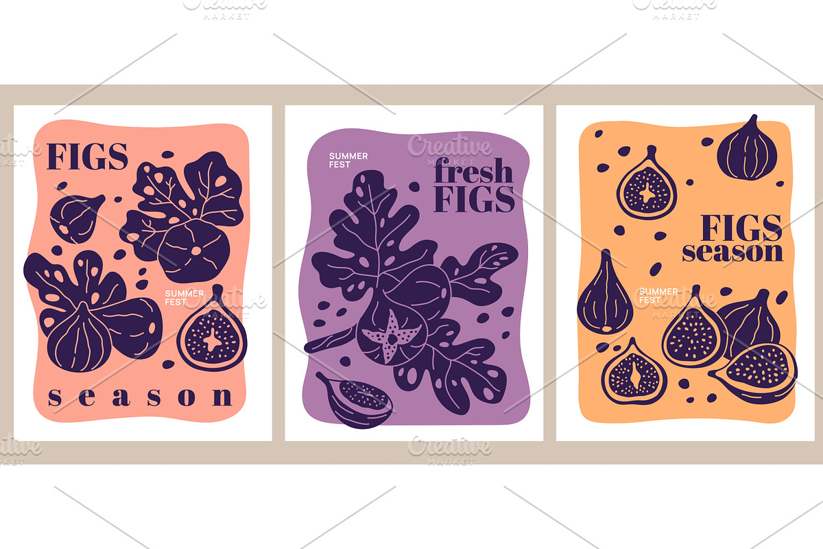 Figs banners. Decorative fruits, a Food Illustration by YummyBuum