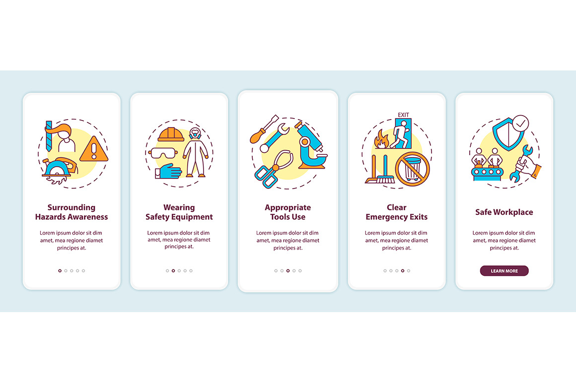 Workplace safety elements app pages, a Templates & Theme by IMG Visuals