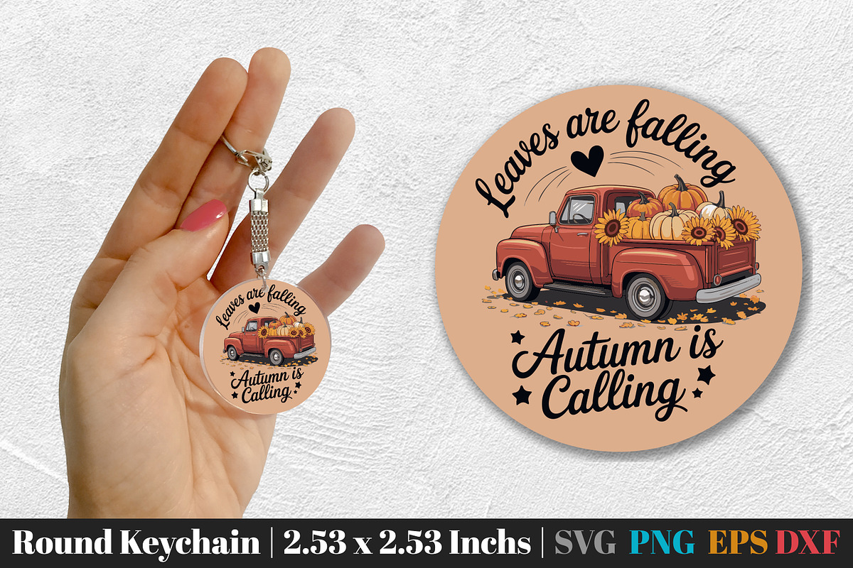 Fall Round Keychain SVG PNG Bundle, an Illustration by Actual Pixel (Photo 14 of 20)