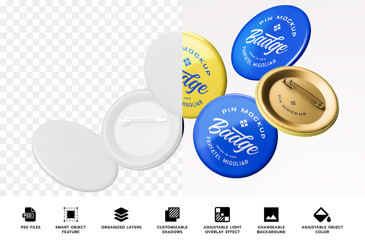 Pin Mockup, a Product Mockup by PixelVoyager (Photo 2 of 4)
