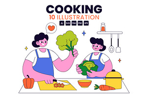 10 Cooking Vector Illustration, a Food Illustration by denayunebgt