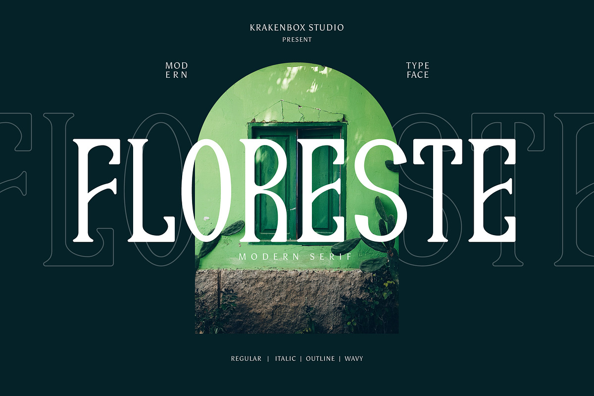 Floreste - Modern Wavy Serif, a Serif Font by Krakenbox Studio (Photo 1 of 18)