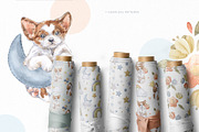 Puppy Dream Baby Watercolor Clipart, an Animal Illustration by Cat In Colour (Thumbnail 8 of 9)