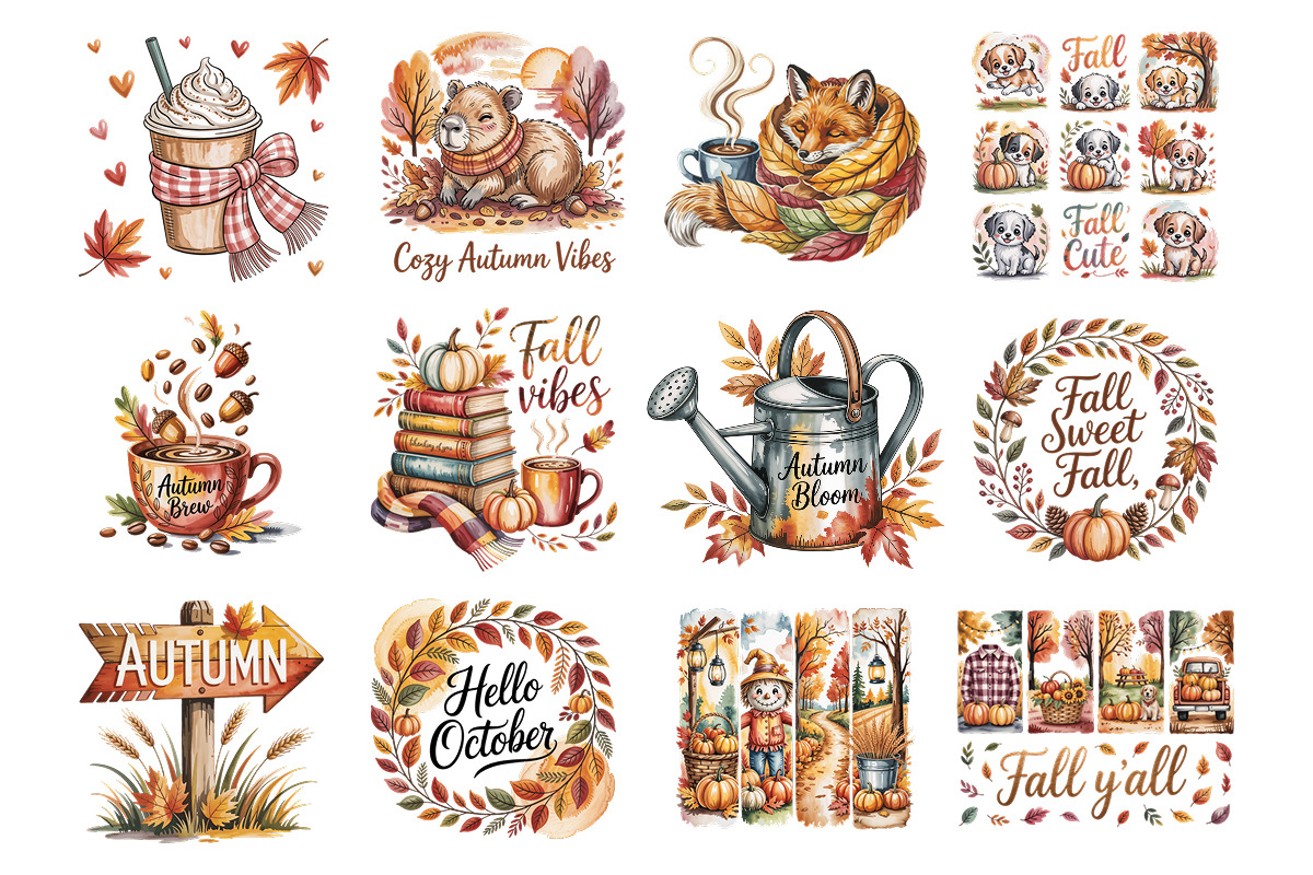 Cozy Fall Clipart & Seasonal Designs, a Seasonal Illustration by Whimsy Brush Studio (Photo 4 of 9)