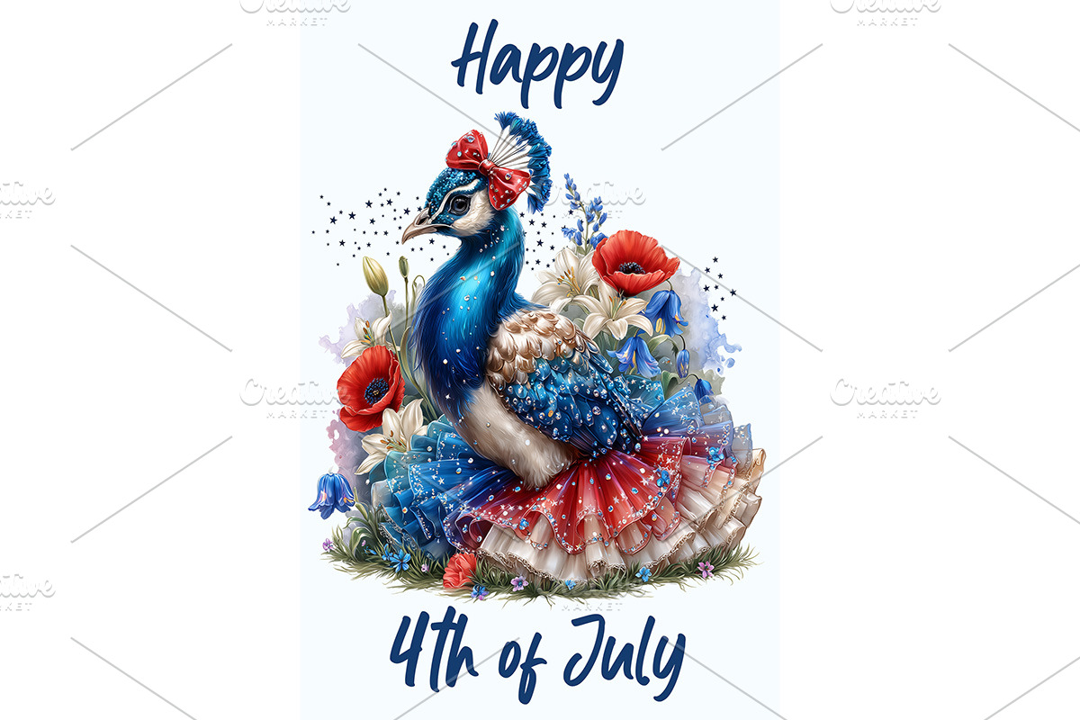 Peacock Art for Patriotic Wall Decor, an Animal Illustration by Art Paradise Studios