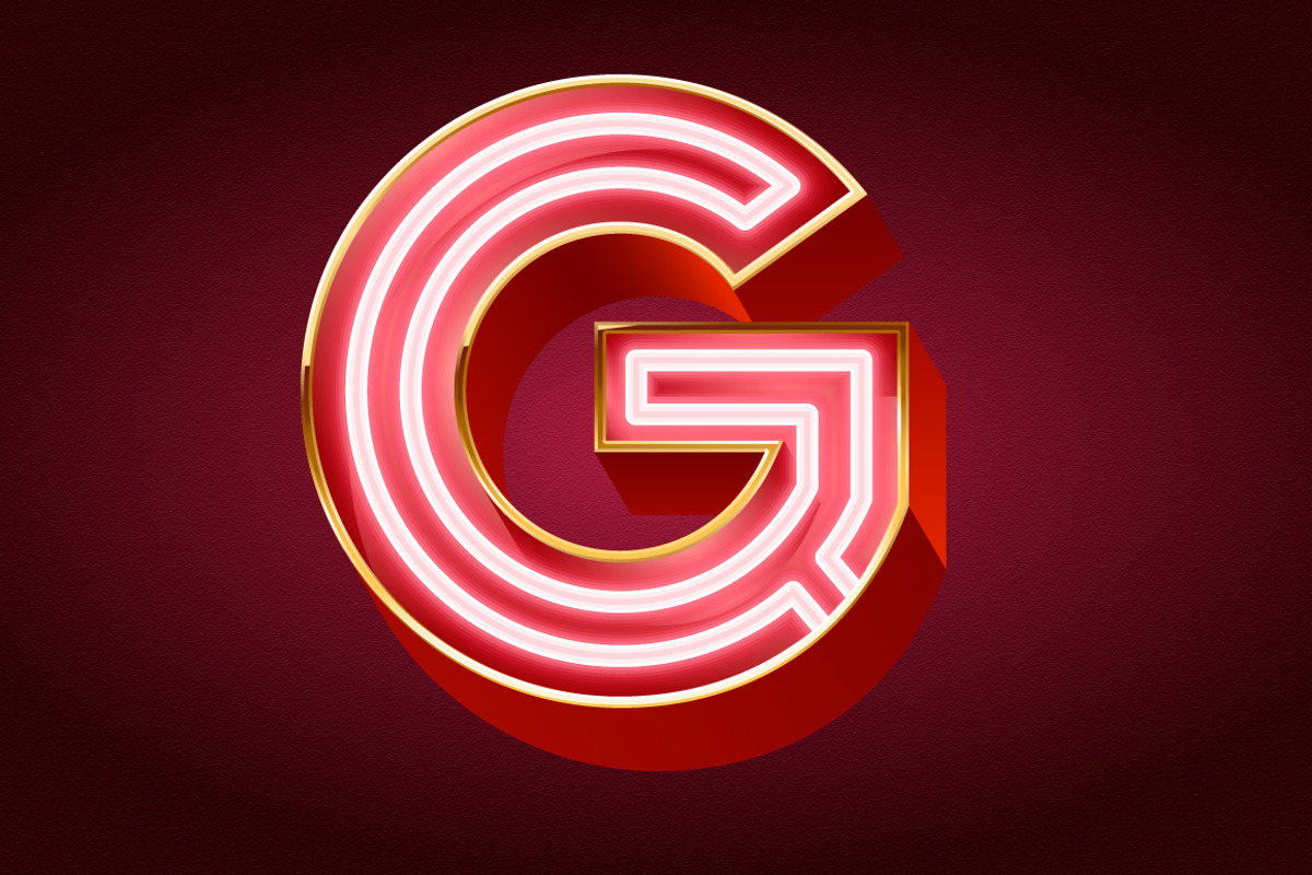 Realistic vector neon alphabet 3 preview 5