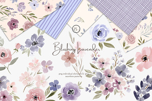 watercolor floral clipart set, a Decorative Illustration by Patishop Art
