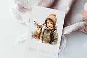 Boy with deer, Christmas watercolour, a Person Illustration by Hello My Print (Thumbnail 3 of 9)