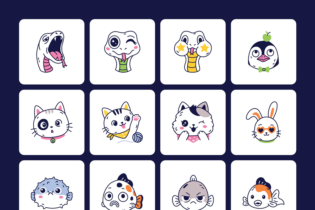 135 Cute Animal Hand-drawn Bundle, an Emoji Icon by Brickclay (Photo 10 of 12)