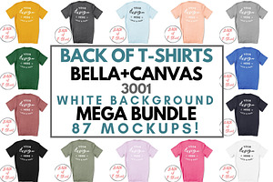 Back Of T-Shirt BC3001 Mockup Bundle
