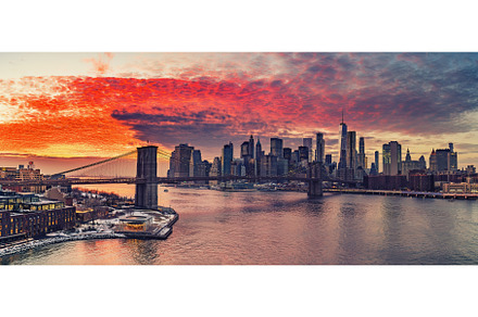 Brooklyn bridge and Manhattan at, an Architecture Photo by sborisov