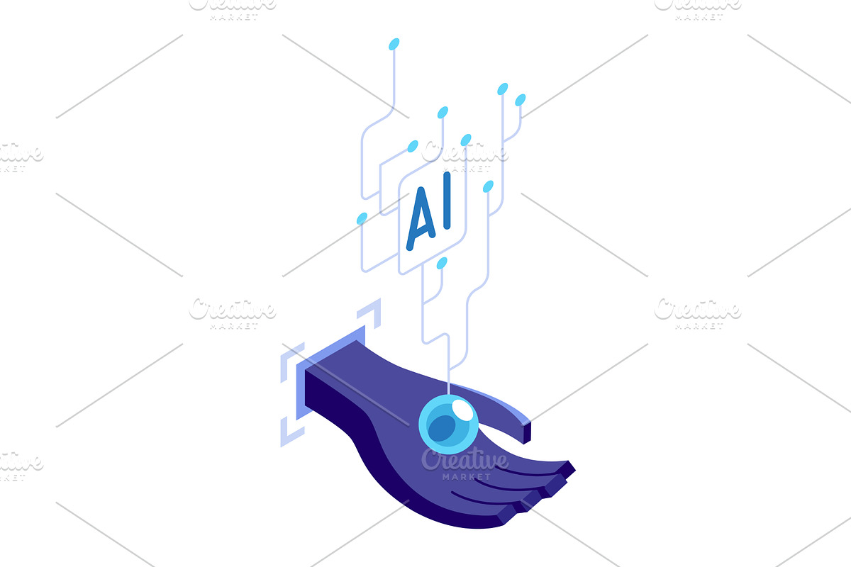 Isometric artificial intelligence, a Technology Illustration by the8monkey