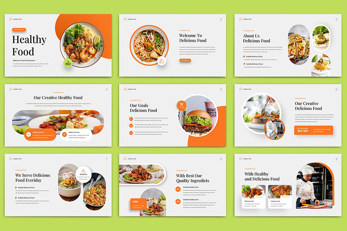 Healthy Food Presentation Template, a Presentation Template by TypeMakers (Photo 1 of 5)