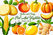 Yellow and Orange Fruit And Vegetabl, a Graphic by Libby Wishes (Thumbnail 1 of 7)