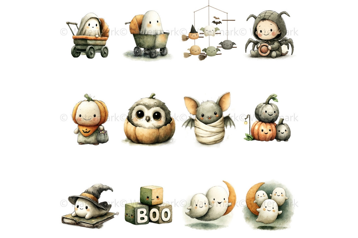 Halloween Baby Shower PNG & Patterns, a Seasonal Illustration by Nicole Branger Art (Photo 10 of 23)
