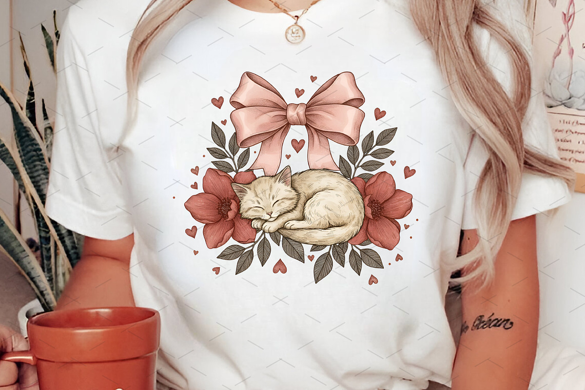 Valentines Day Cat and Coquette Bow, an Illustration by Libby Wishes (Photo 5 of 7)