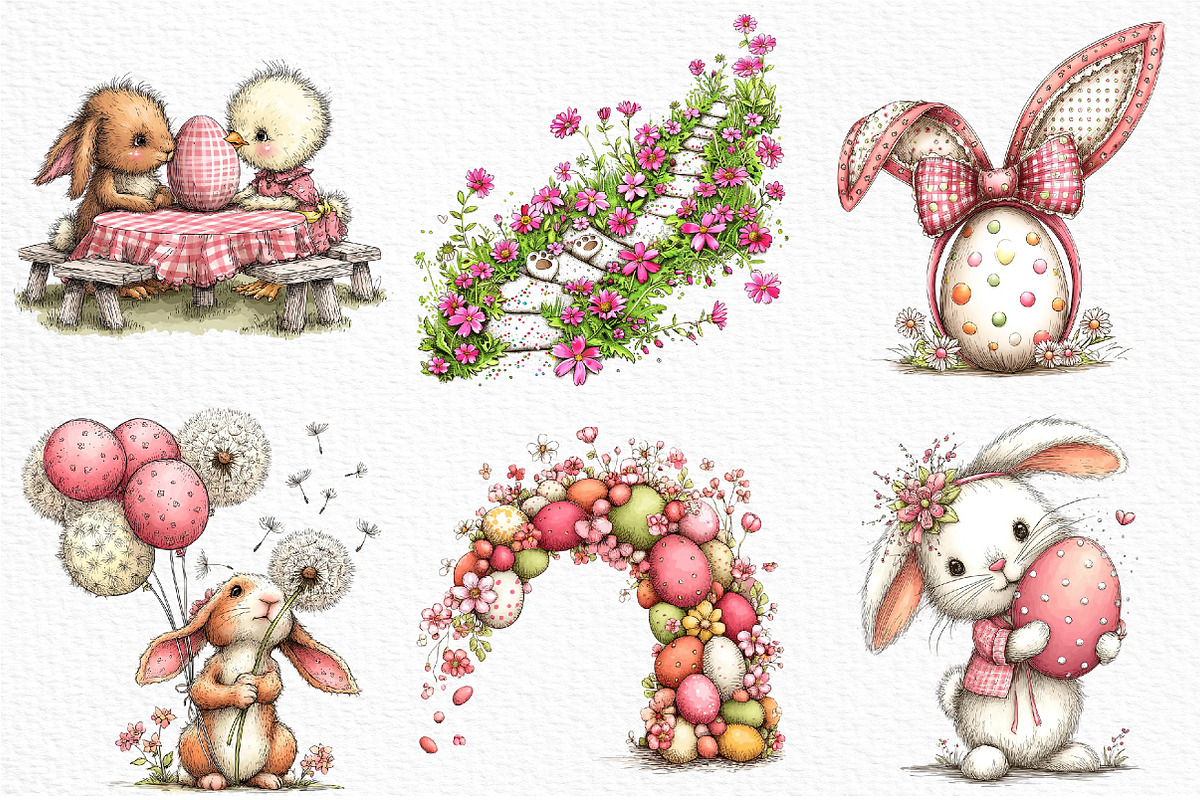 Whimsical Easter Clipart Png, an Illustration by Craft Nest (Photo 4 of 11)