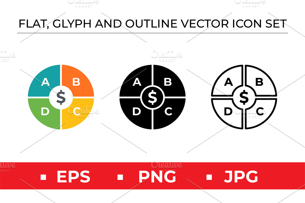 Budget Pie Chart Icon Set - 3 Styles, an Outline Icon by Artonix (Photo 1 of 2)