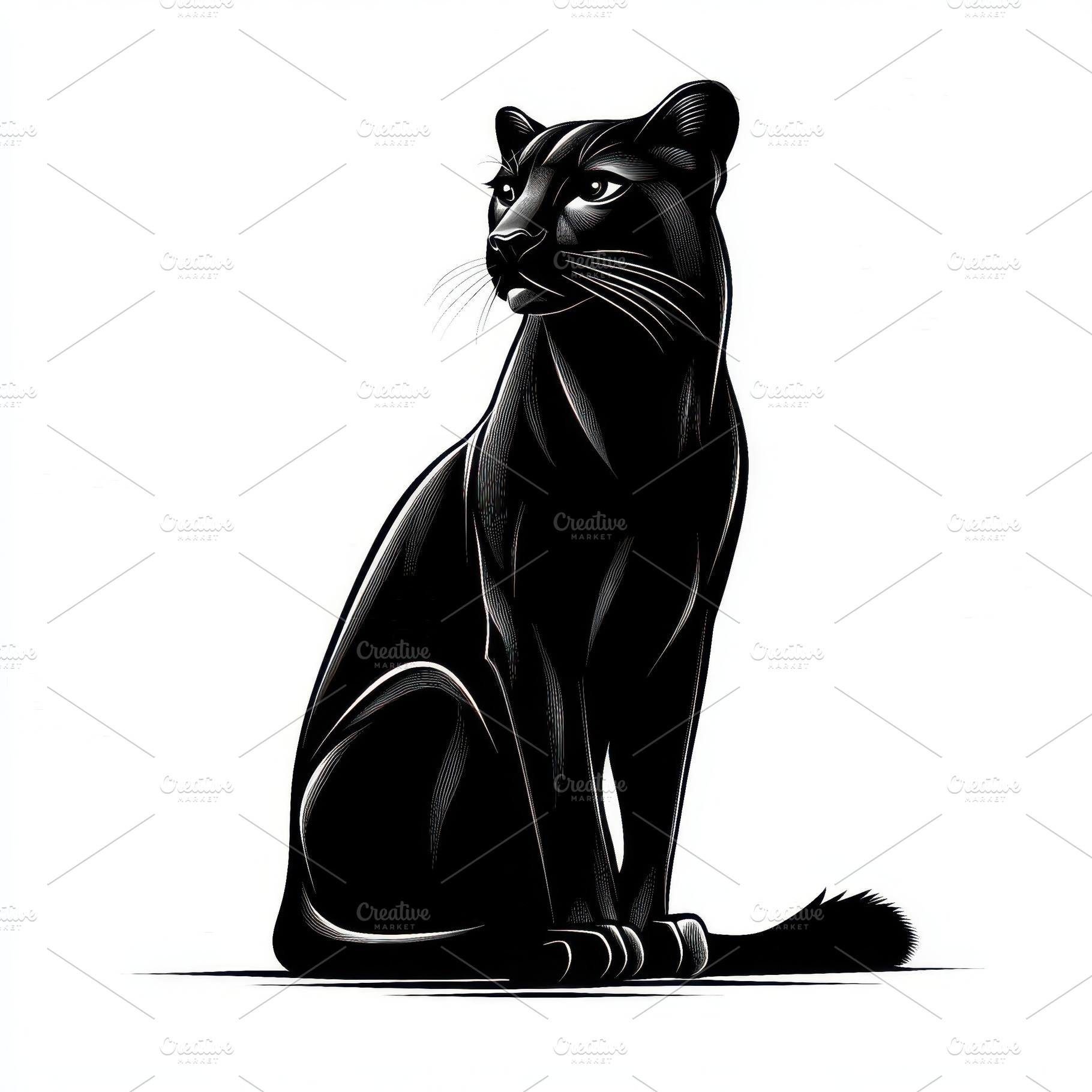 Majestic Black Panther Sitting Profi, an Animal Photo by Pixeness Studio