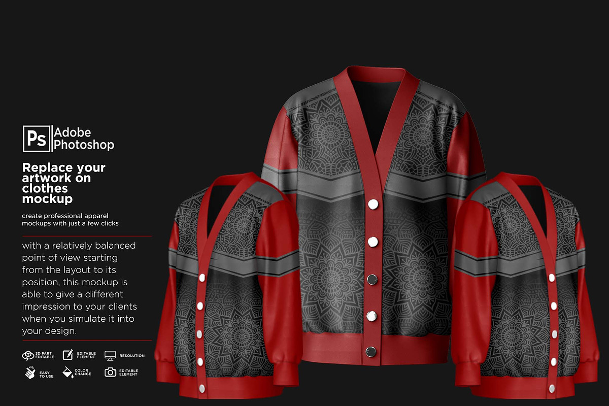Mens Drafting Cardigan Mockup, a Hoody Mockup by Nanggroe Scripting (Photo 2 of 9)