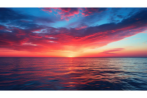 horizon red and blue ai generated, a Nature Photo by pikepicture
