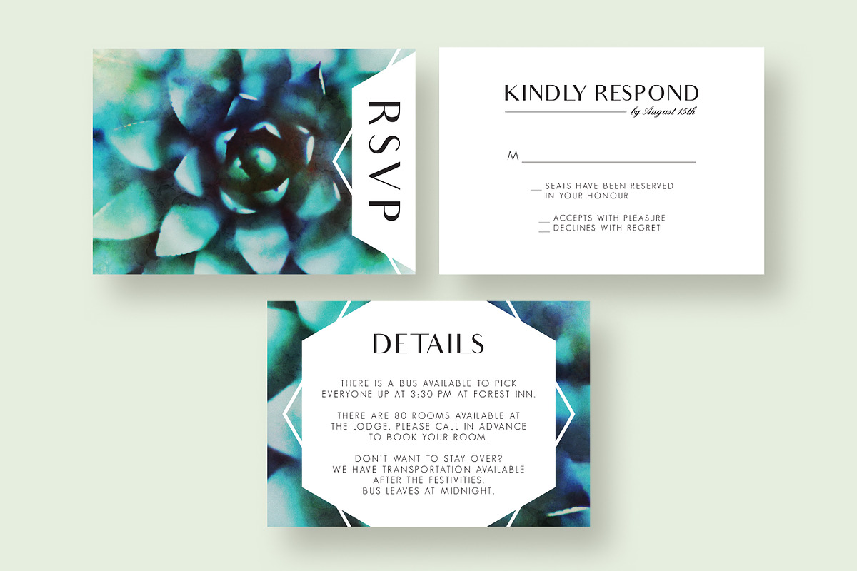 Succulent Wedding Invitation Suite, an Invitation Template by Knotted Design (Photo 4 of 6)