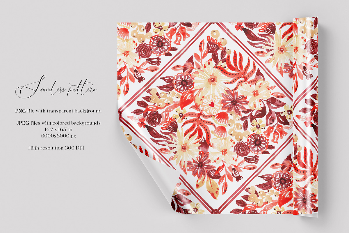 Fall Floral Grid Ornamental Pattern, a Pattern Graphic by SirenaArt (Photo 2 of 11)