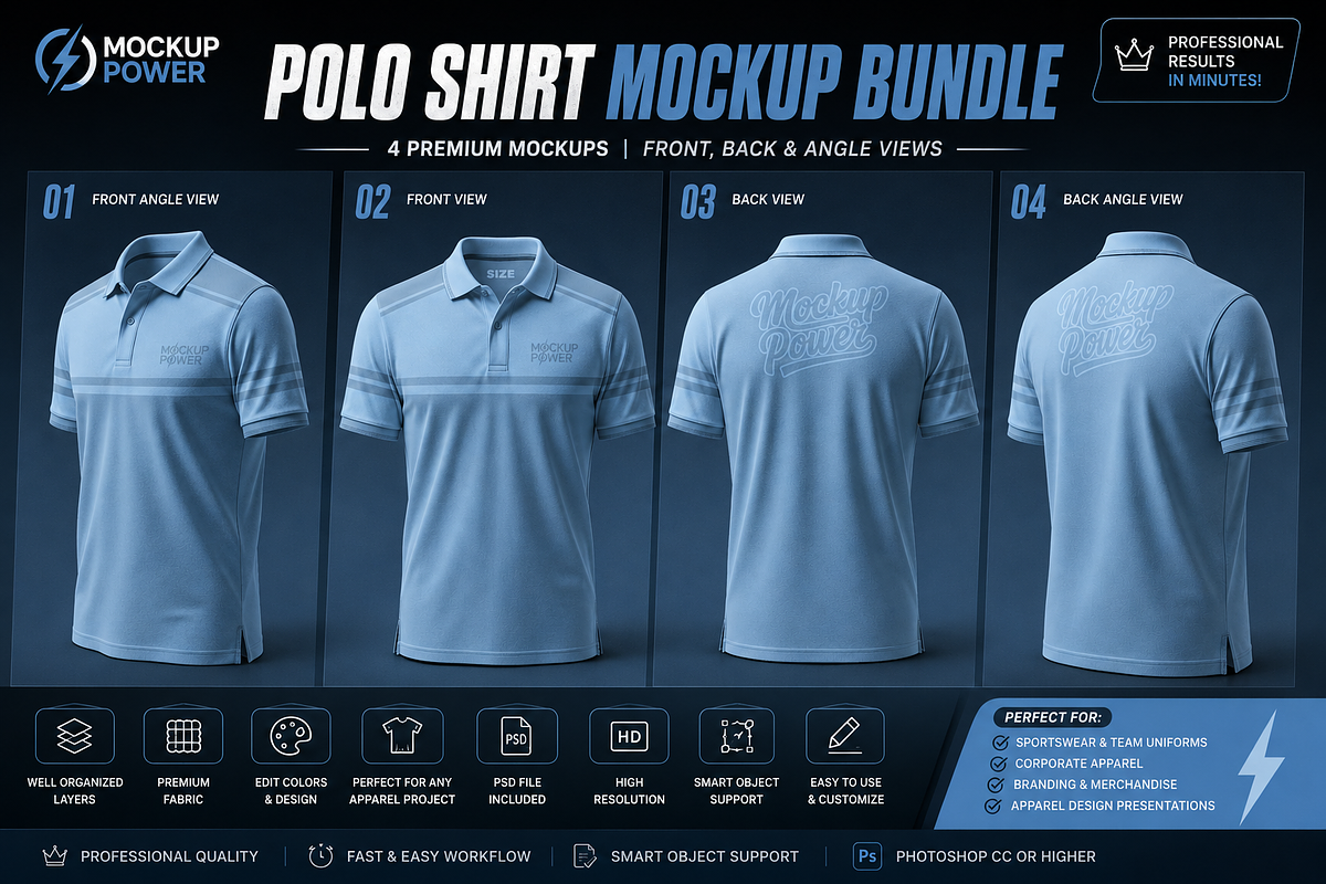 Polo Shirt Mockup Bundle, a Shirt Mockup by Mockup Power (Photo 3 of 4)