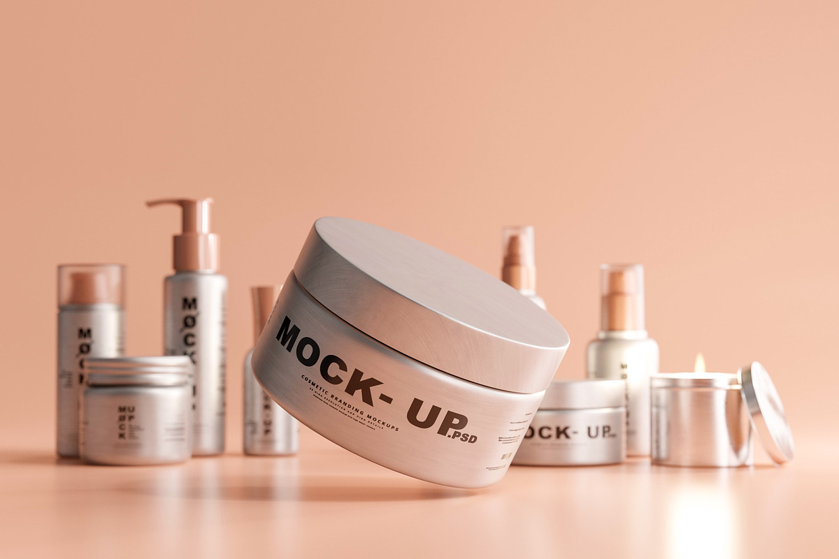 Aluminum Cosmetic Mockup Bundle, a Cups & Container Mockup by pmvch (Photo 5 of 206)