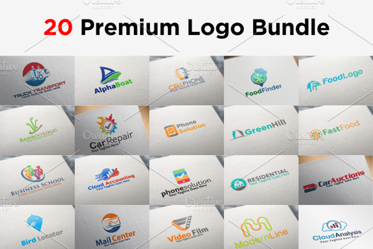 20 Premium Logos Bundle, a Branding & Logo Template by REDVY CREATIVE