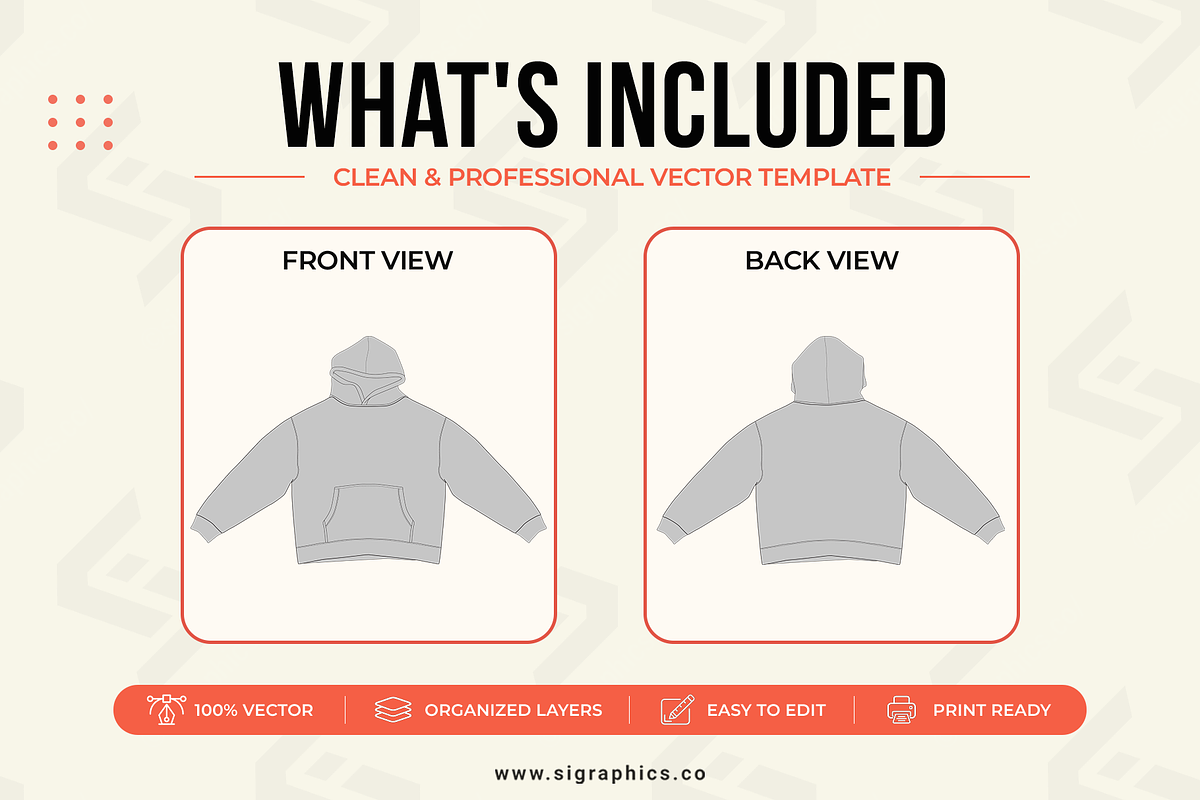 Relaxed Fit Hoodie Vector Template, a Hoody Mockup by S.i. Graphics (Photo 2 of 3)