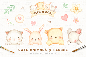 Peek A Boo Watercolor Clipart