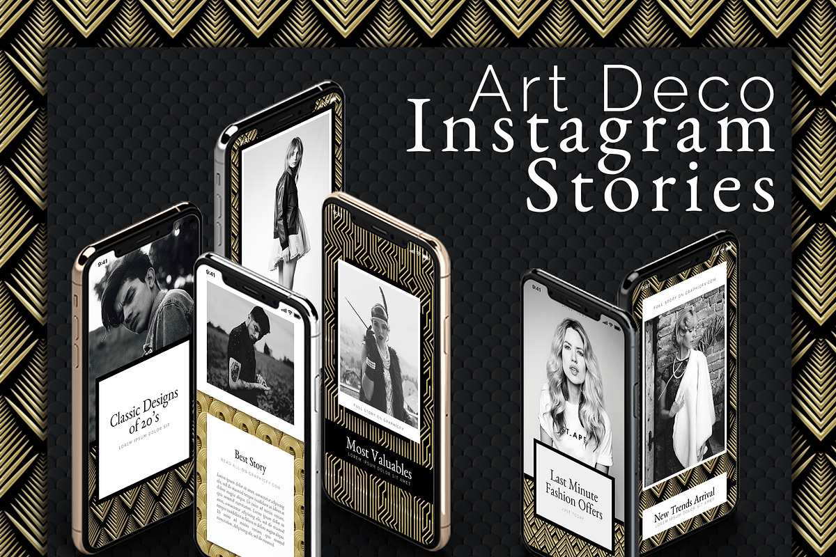 Art Deco Instagram Stories, a Social Media Template by Graphicfy Templates (Photo 1 of 5)