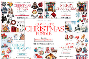 Christmas Clipart Bundle Santa PNG