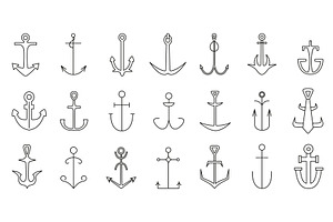 Vintage anchor. Outline nautical, an Illustration by Valerie Bodnar