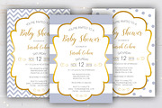 Gold Framed Baby Shower Invitation, a Stationery Template by BF Studios (Thumbnail 1 of 4)