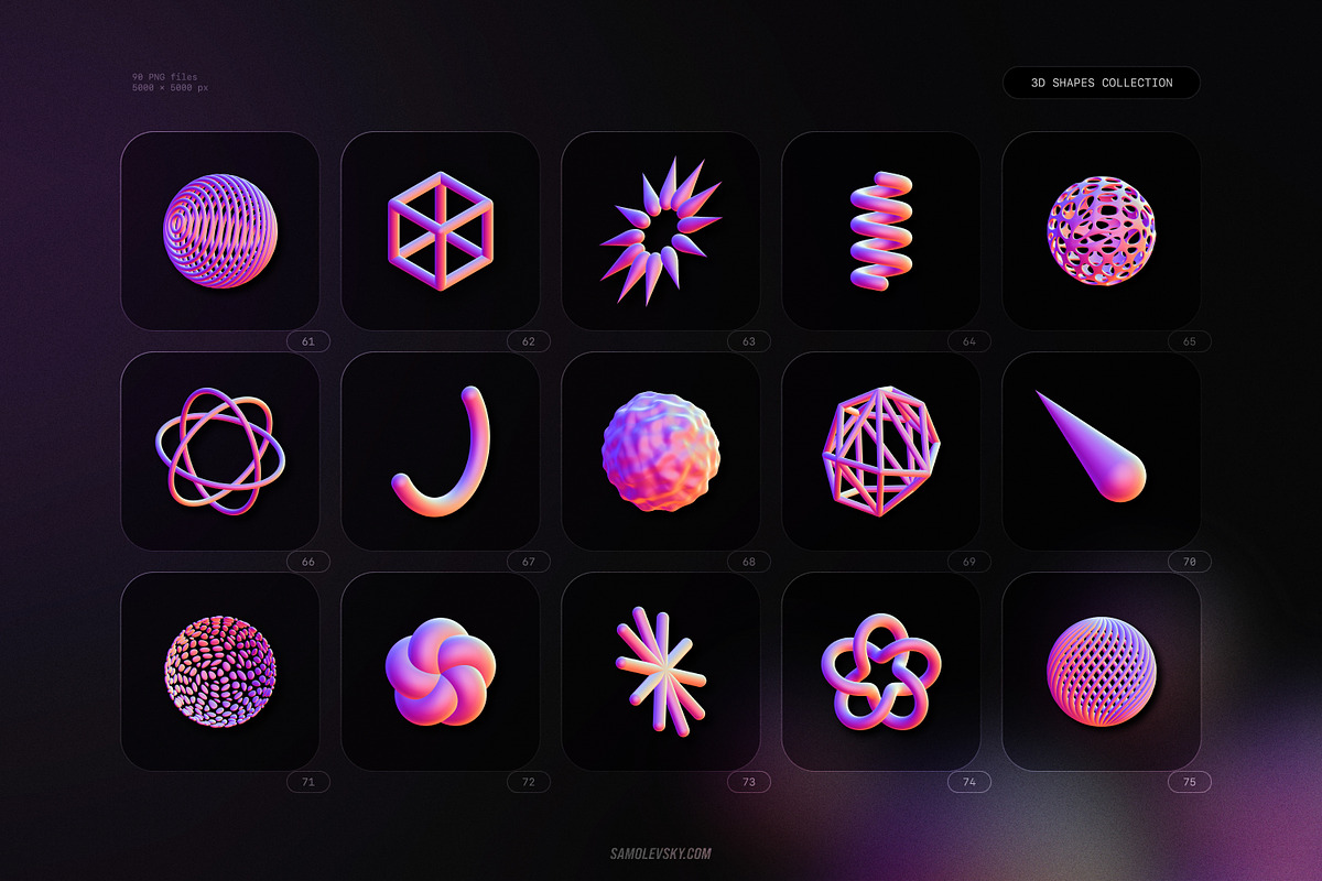3D Shapes Collection – 90 Renders, an Object Graphic by Samolevsky (Photo 10 of 13)