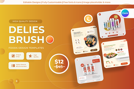 Delies Brush - Foods Canva Templates