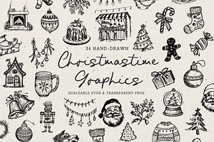 Christmas Clipart, Holiday Doodles, a Seasonal Illustration by The October Creative