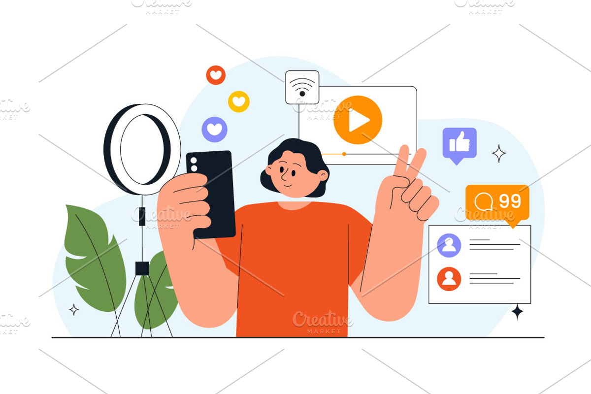 14 Influencer Daily Vlog, a Person Illustration by denayunebgt (Photo 5 of 5)