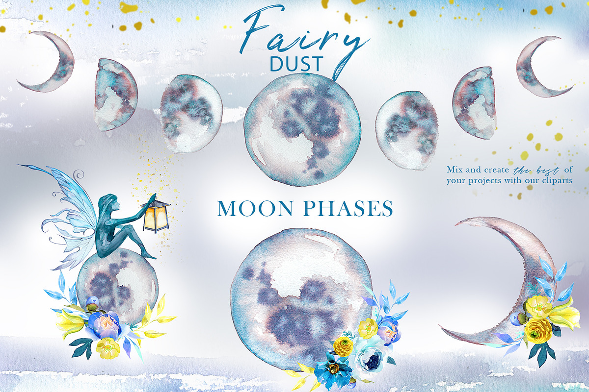Watercolor Fairy Dust Clipart Set, a Person Illustration by ArtCreationsDesign (Photo 6 of 10)