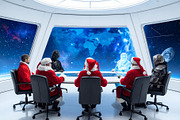 Santa Claus from different universes gather in a galactic counci, a Holiday Photo by DanFLCreativo (Thumbnail 2 of 2)