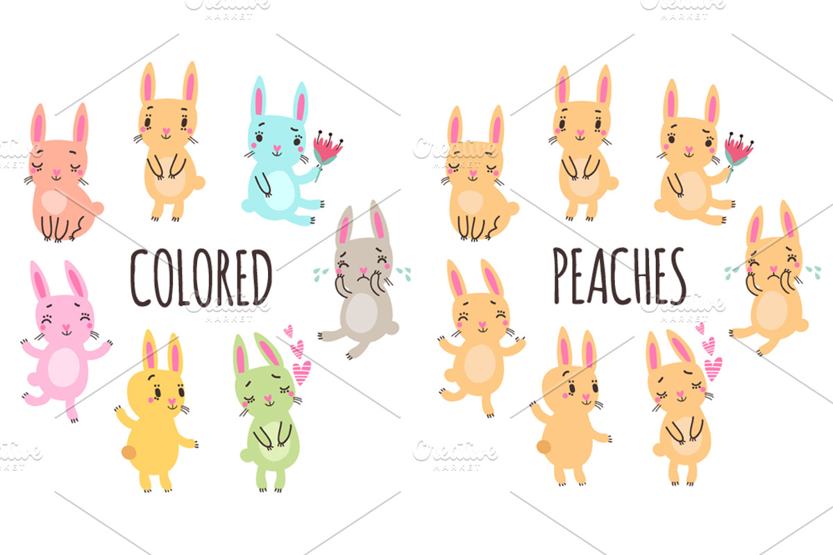7 Cute bunnies, an Animal Illustration by Anna Guz's Store (Photo 2 of 2)