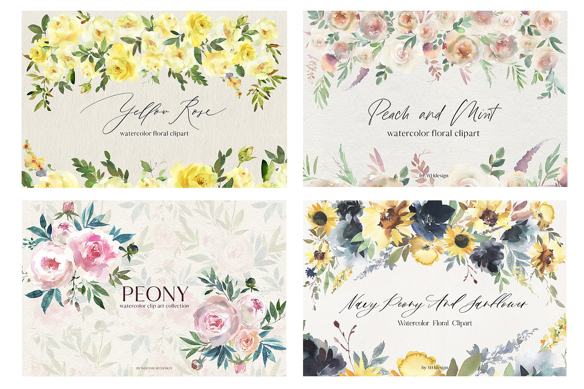 Watercolor Floral Bundle 90 in1, an Animal Illustration by whiteheartdesign (Photo 46 of 50)