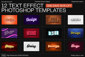12 Text Effect Templates, a Layer Style Add-On by iDoodle Studio