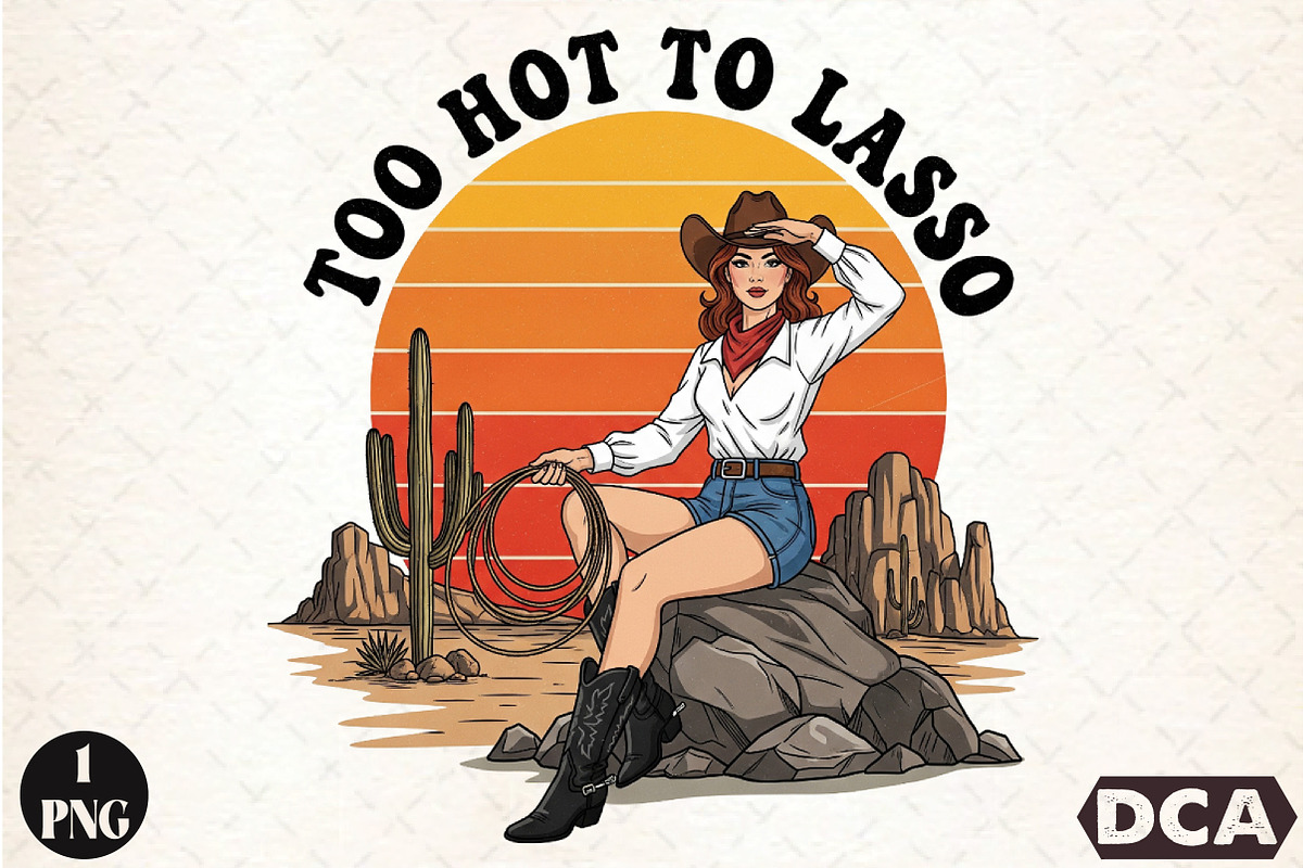 Too Hot To Lasso Cowgirl PNG, an Illustration by DreamCafeArt (Photo 1 of 7)